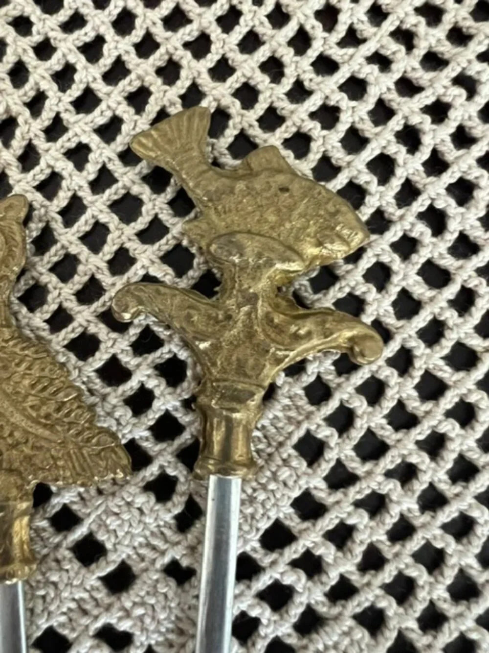 VTG Set Of 6 Turkish Skewers with Various Decorative Brass Tops